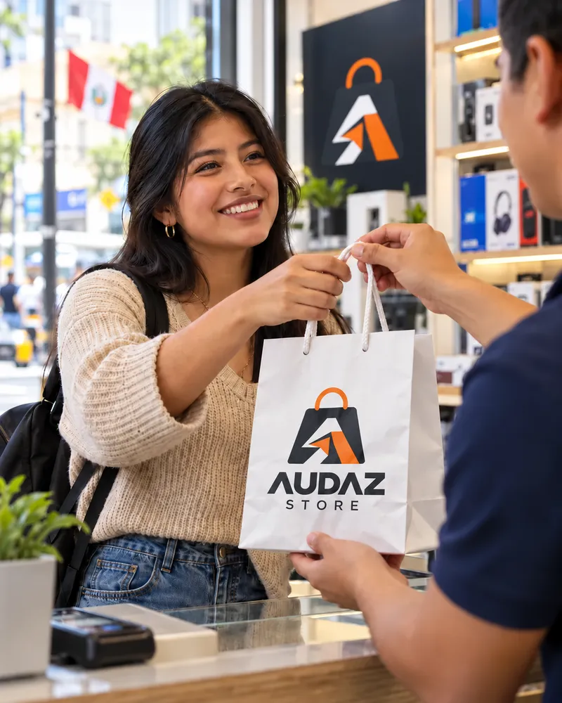Entrega de un pedido Audaz Store en bolsa de la marca